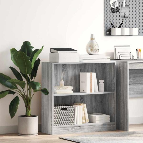ARDEBO.de - Bücherregal Grau Sonoma 80x24x76cm Holzwerkstoff