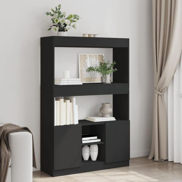 ARDEBO.de - Highboard Schwarz 92x33x140 cm Holzwerkstoff