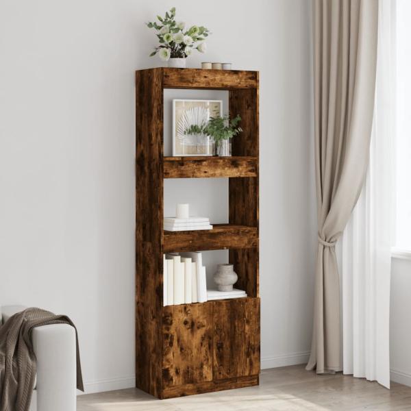 ARDEBO.de - Highboard 63x33x180 cm Räuchereiche Holzwerkstoff