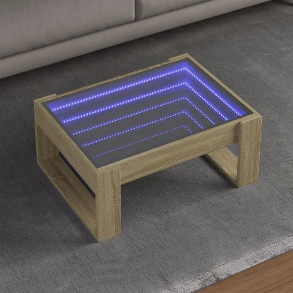 ARDEBO.de - Couchtisch mit Infinity-LED Sonoma-Eiche 70x53x30 cm