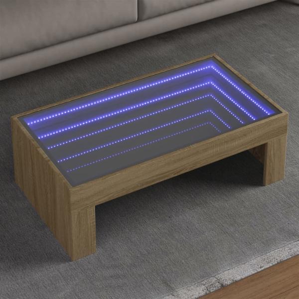 ARDEBO.de - Couchtisch mit Infinity-LED Sonoma-Eiche 90x50x30 cm