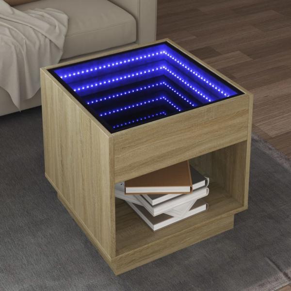 ARDEBO.de - Couchtisch mit Infinity-LED Sonoma-Eiche 50x50x50 cm