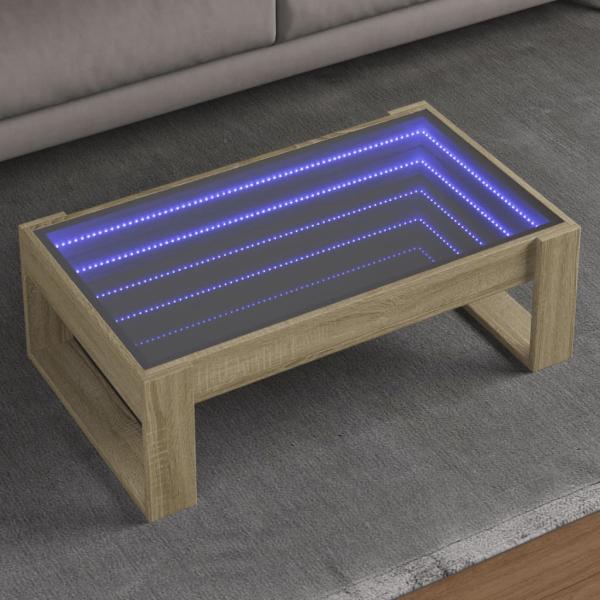ARDEBO.de - Couchtisch mit Infinity-LED Sonoma-Eiche 90x53x30 cm