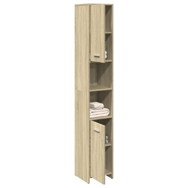 ARDEBO.de - Badezimmerschrank Sonoma-Eiche 30x30x183,5 cm Holzwerkstoff