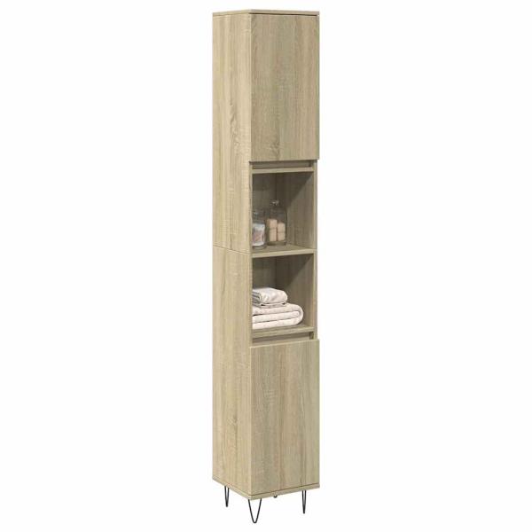 ARDEBO.de - Badschrank Sonoma-Eiche 30x30x190 cm Holzwerkstoff