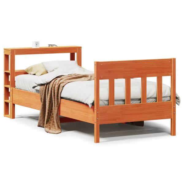 Massivholzbett ohne Matratze Wachsbraun 90x190 cm Kiefernholz