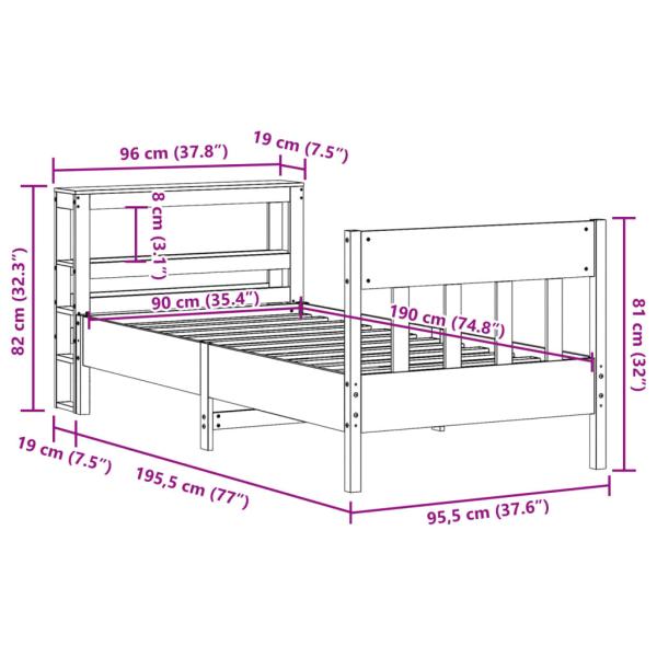 Massivholzbett ohne Matratze Wachsbraun 90x190 cm Kiefernholz