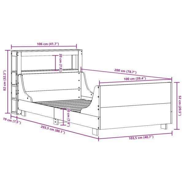Massivholzbett ohne Matratze 100x200 cm Kiefernholz