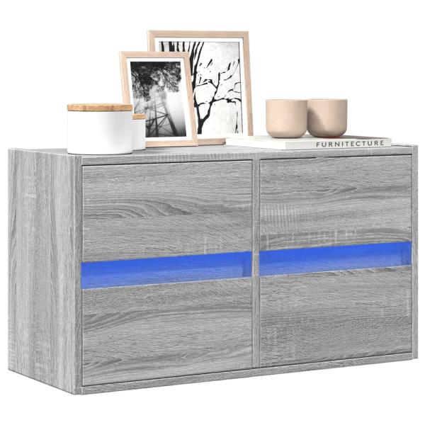 ARDEBO.de - TV-Wandschrank mit LED-Beleuchtung Grau Sonoma 80x31x45 cm