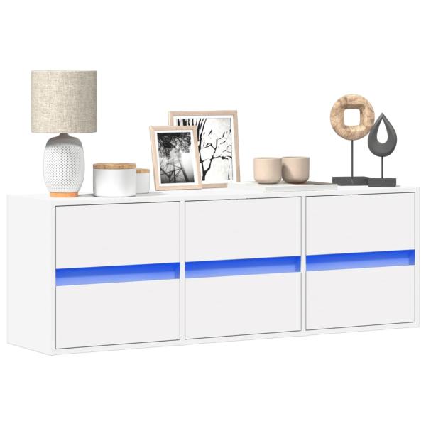 ARDEBO.de - TV-Wandschrank mit LED-Beleuchtung Weiß 130x31x45 cm