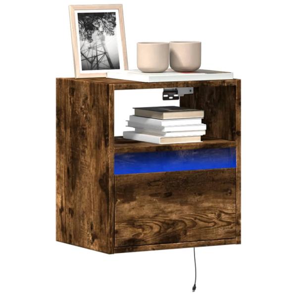 ARDEBO.de - TV-Wandschränke LED-Beleuchtung 2 Stk. Räuchereiche 41x31x45 cm