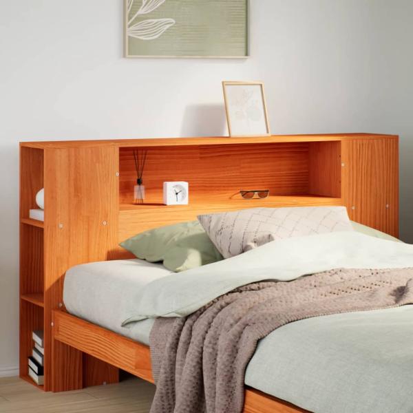 ARDEBO.de - Kopfteil mit Stauraum Wachsbraun 135 cm Massivholz Kiefer