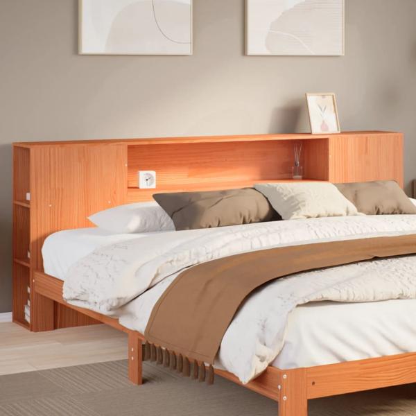 ARDEBO.de - Kopfteil mit Stauraum Wachsbraun 180 cm Massivholz Kiefer
