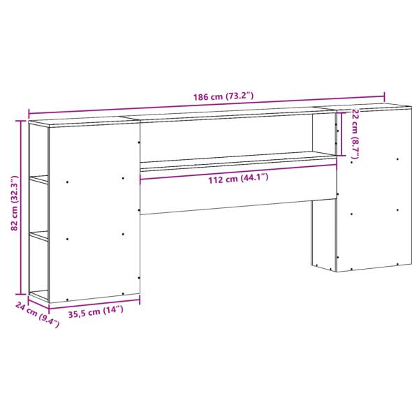 Kopfteil mit Stauraum Wachsbraun 180 cm Massivholz Kiefer