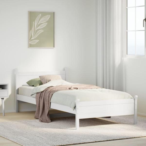 ARDEBO.de - Massivholzbett ohne Matratze Weiß 75x190 cm Kiefernholz