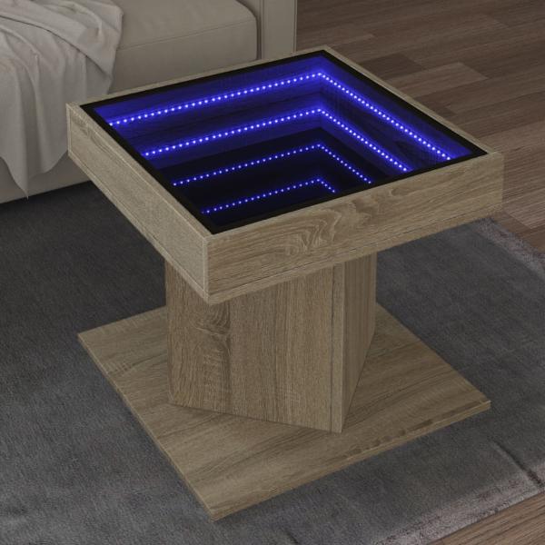 ARDEBO.de - LED-Couchtisch Sonoma Eiche 50x50x45 cm Holzwerkstoff