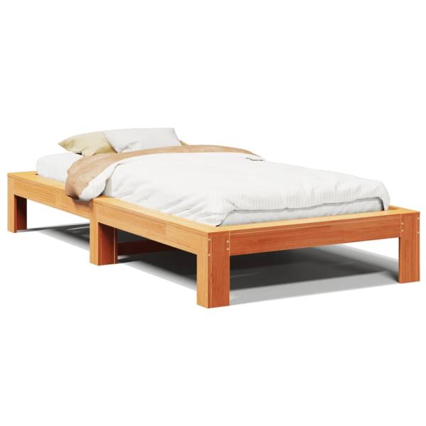 Massivholzbett ohne Matratze Wachsbraun 90x190 cm Kiefernholz