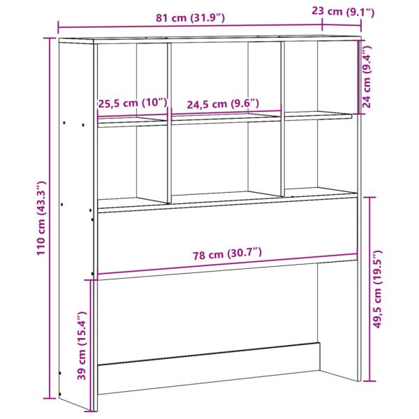 Kopfteil mit Stauraum Wachsbraun 75 cm Massivholz Kiefer