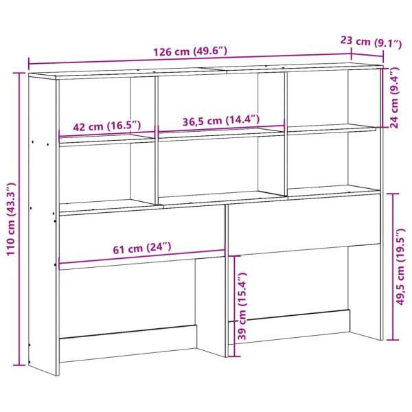 Kopfteil mit Stauraum Wachsbraun 120 cm Massivholz Kiefer