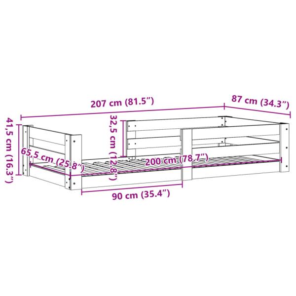 Massivholzbett ohne Matratze Wachsbraun 80x200 cm Kiefernholz