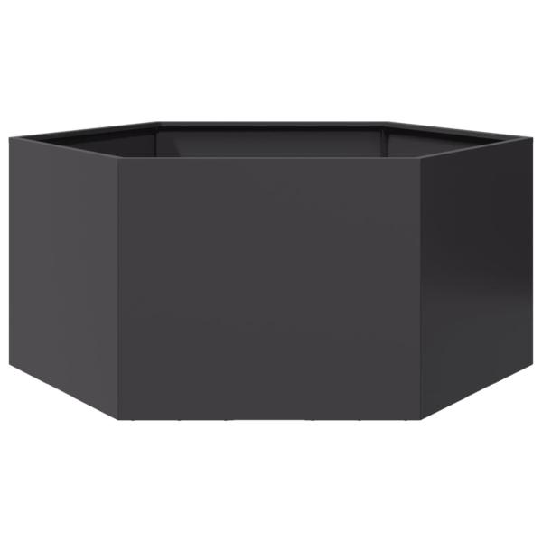 ARDEBO.de - Pflanzkübel Schwarz Sechseckig 104x90x45 Stahl