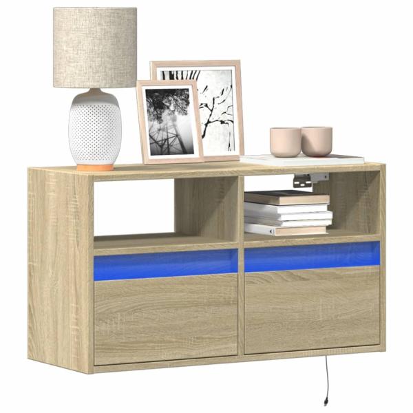 ARDEBO.de - TV-Wandschrank mit LED-Beleuchtung Sonoma-Eiche 80x31x45 cm