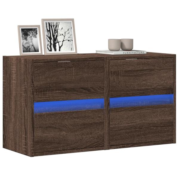 ARDEBO.de - TV-Wandschränke LED-Beleuchtung 2 Stk. Eichen-Optik 41x31x45 cm
