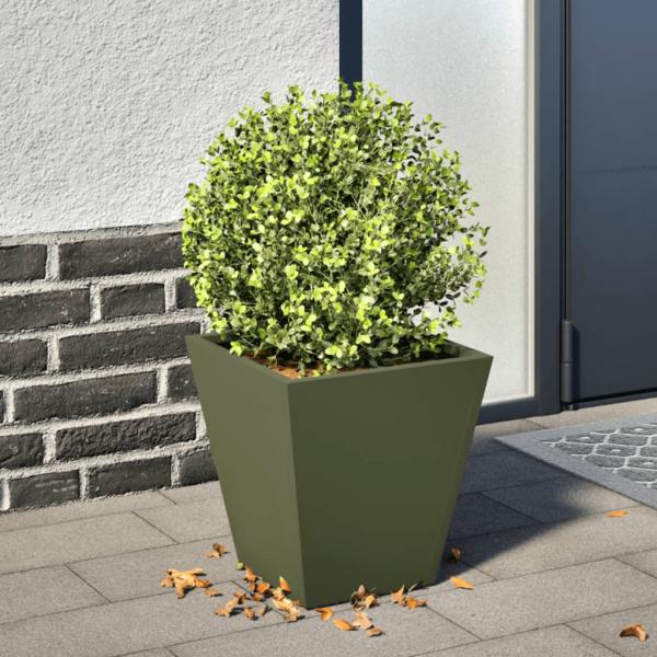 ARDEBO.de - Pflanzkübel Olivgrün 30x30x30 Stahl