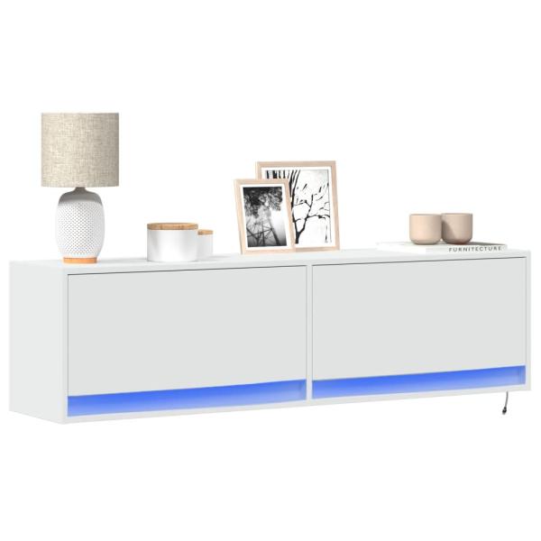 ARDEBO.de - TV-Wandschrank mit LED-Beleuchtung Weiß 140x31x38 cm