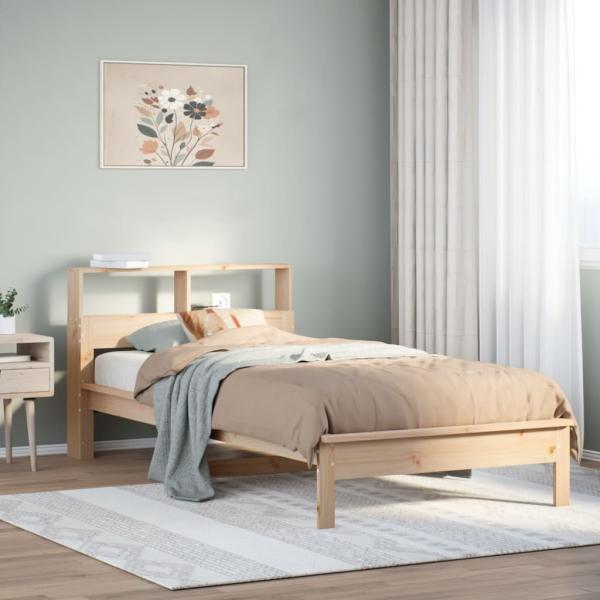 ARDEBO.de - Massivholzbett mit Regal ohne Matratze 90x190 cm Kiefer