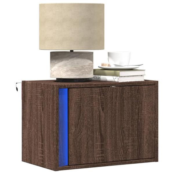 ARDEBO.de - Wand-Nachttische mit LED-Leuchten 2 Stk. Braun Eichen-Optik