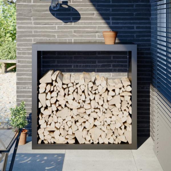 ARDEBO.de - Brennholzregal Anthrazit 100x40x100 cm Stahl