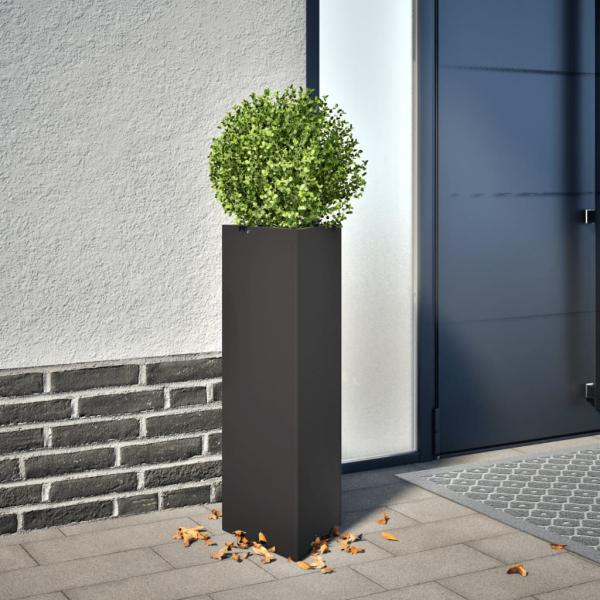 ARDEBO.de - Pflanzkübel Schwarz Dreieckig 30x26x75 cm Stahl