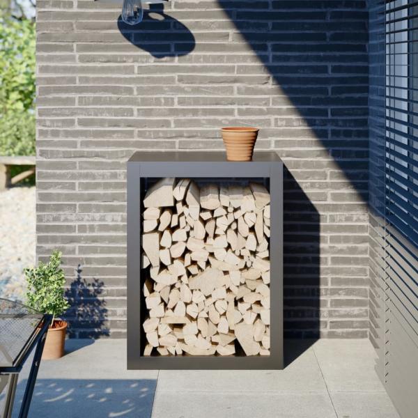 ARDEBO.de - Brennholzregal Anthrazit 60x40x80 cm Stahl