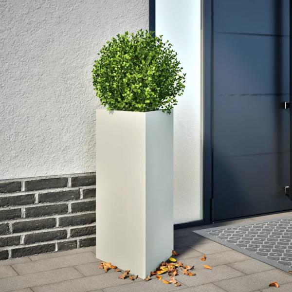 ARDEBO.de - Pflanzkübel 2 Stk. Weiß Dreieckig 40x34,5x70 cm Stahl
