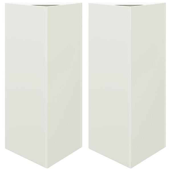 Pflanzkübel 2 Stk. Weiß Dreieckig 40x34,5x70 cm Stahl