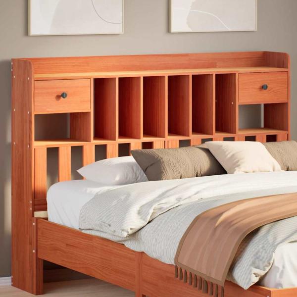 ARDEBO.de - Kopfteil mit Stauraum Wachsbraun 150 cm Massivholz Kiefer