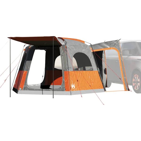 ARDEBO.de - Autozelt 4 Personen Grau und Orange Wasserfest