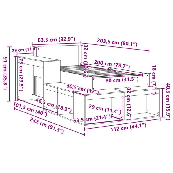 Massivholzbett ohne Matratze 80x200 cm Kiefernholz