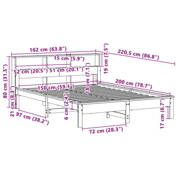 Massivholzbett ohne Matratze 150x200 cm Kiefernholz