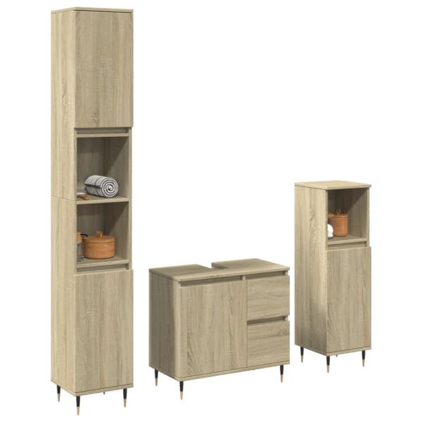 ARDEBO.de - 3-tlg. Badmöbel-Set Sonoma-Eiche Holzwerkstoff