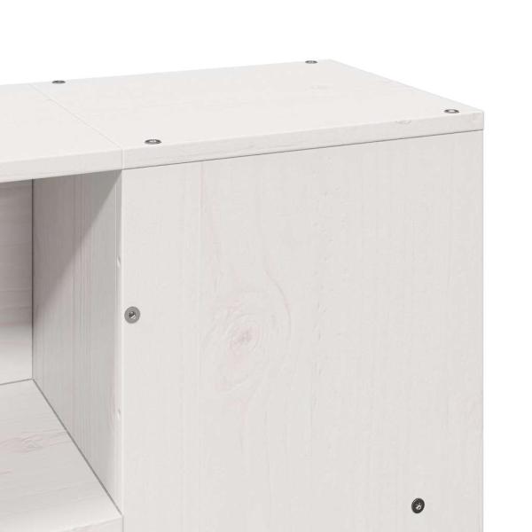 Massivholzbett mit Regal ohne Matratze Weiß 150x200 cm