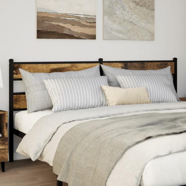 ARDEBO.de - Kopfteil Räuchereiche 180 cm Eisen und Holzwerkstoff