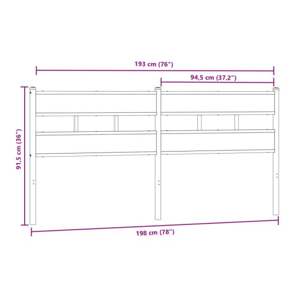 Kopfteil Sonoma-Eiche 193 cm Eisen und Holzwerkstoff
