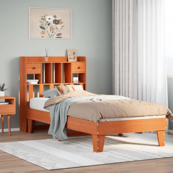 ARDEBO.de - Massivholzbett ohne Matratze Wachsbraun 75x190 cm Kiefernholz