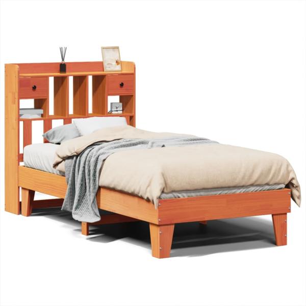 Massivholzbett ohne Matratze Wachsbraun 75x190 cm Kiefernholz