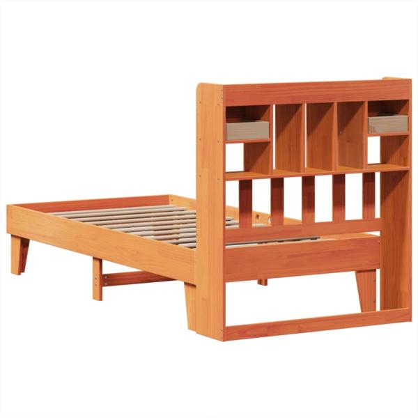 Massivholzbett ohne Matratze Wachsbraun 75x190 cm Kiefernholz