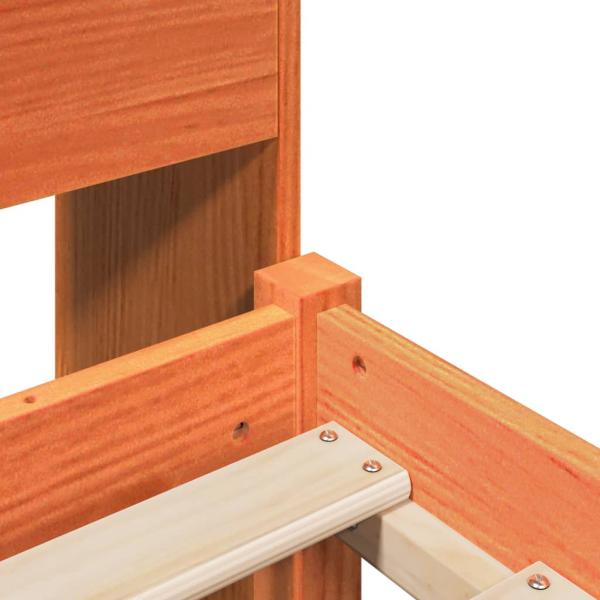 Massivholzbett mit Regal ohne Matratze Wachsbraun 100x200 cm