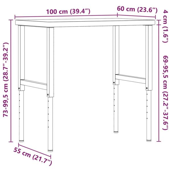 Werkbank 100x60x(73-99,5) cm Massivholz Eiche Rechteckig