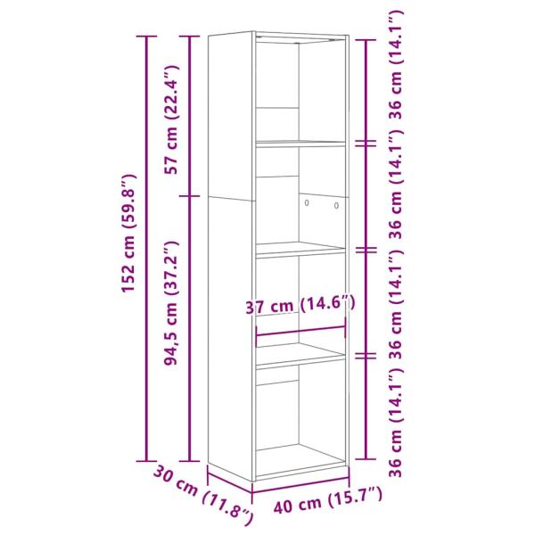 Bücherregal Sonoma-Eiche 40x30x152 cm Holzwerkstoff